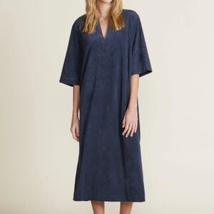 Barefoot Dreams Cozy Terry Placket Caftan - Navy - Size: Large - 10/12 - NWT